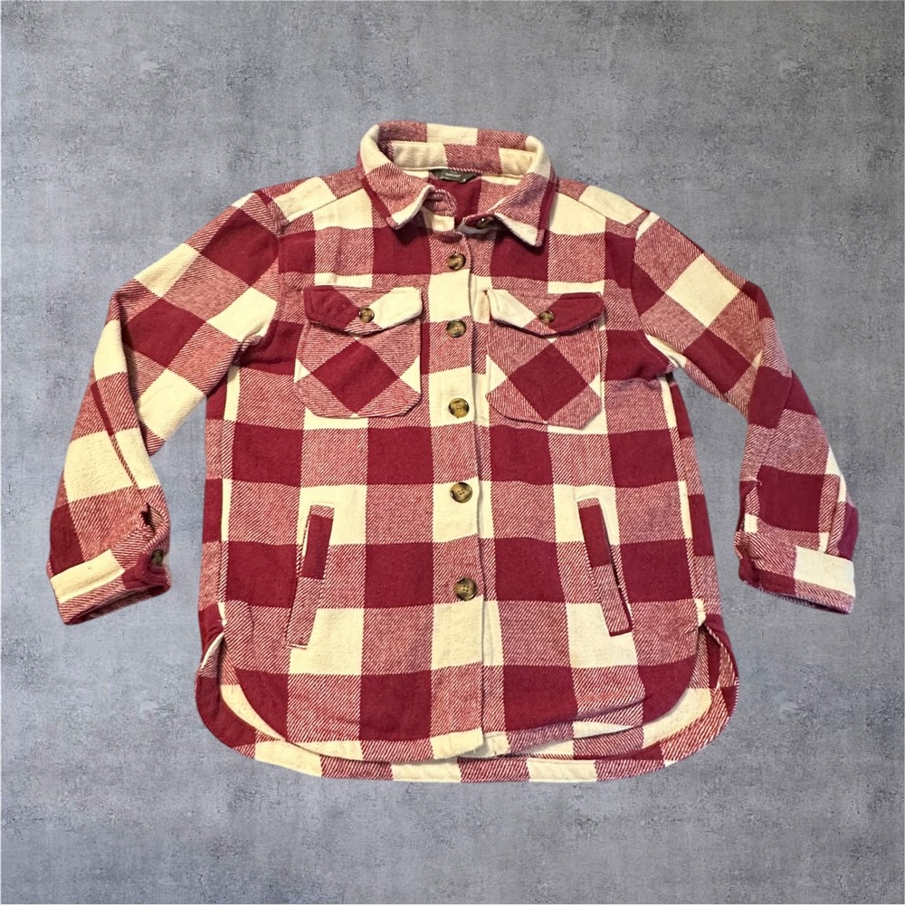 Member's Mark Plaid Shacket Womens Small Logan Red Button Up Wool Blend